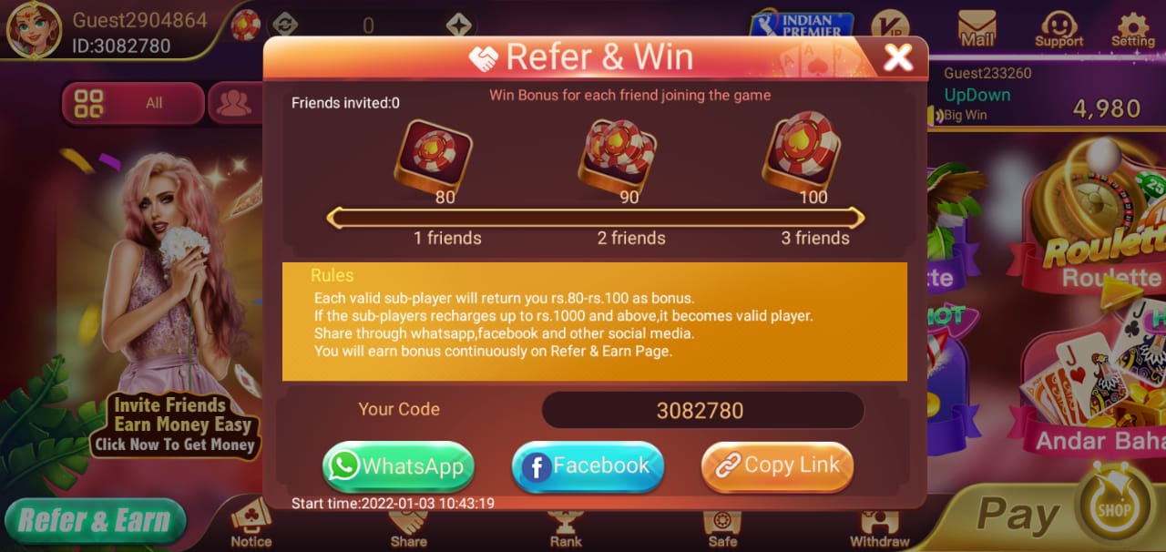 Refer Your Friends And Earn Money Through TeenPatti Yes