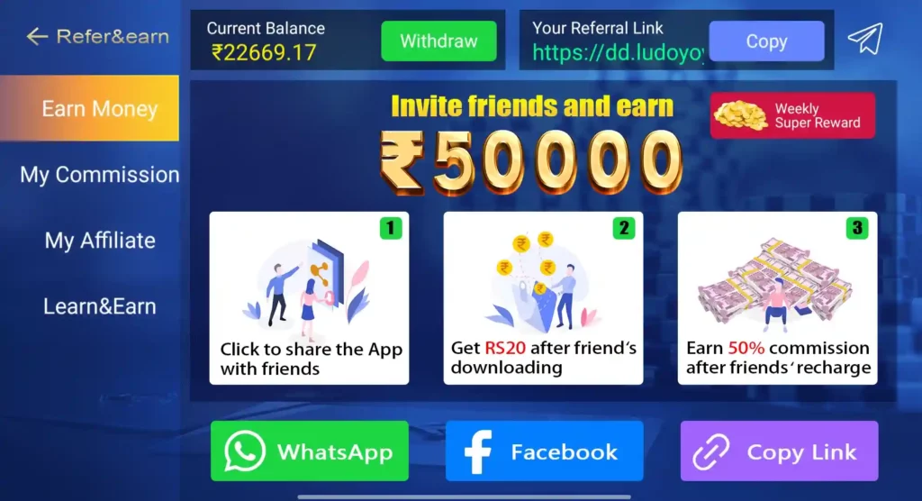 Refer and Earn System in Teen Patti Bobo Apk